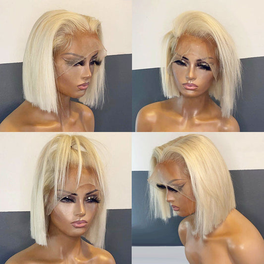 613 Blonde Bob perruque courte droite perruques de cheveux humains pour les femmes