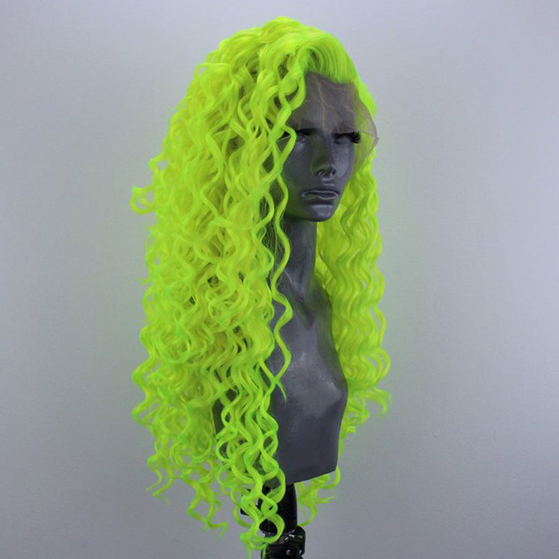 Wig Fashion Fluorescent Big Wave Long Hair Front Lace Chemical Fiber