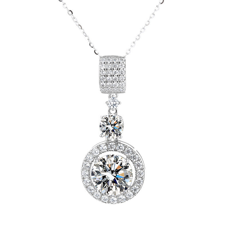 Sterling Silver S925 Moissanite Women's Long Wild Simple Necklace