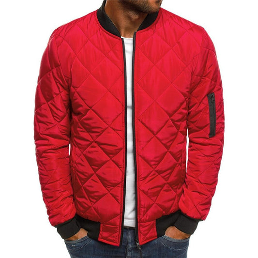 Abrigo de Color liso, chaqueta con cuello levantado de invierno para hombre, abrigo de diseño de costura con rombos a la moda, ropa informal de negocios