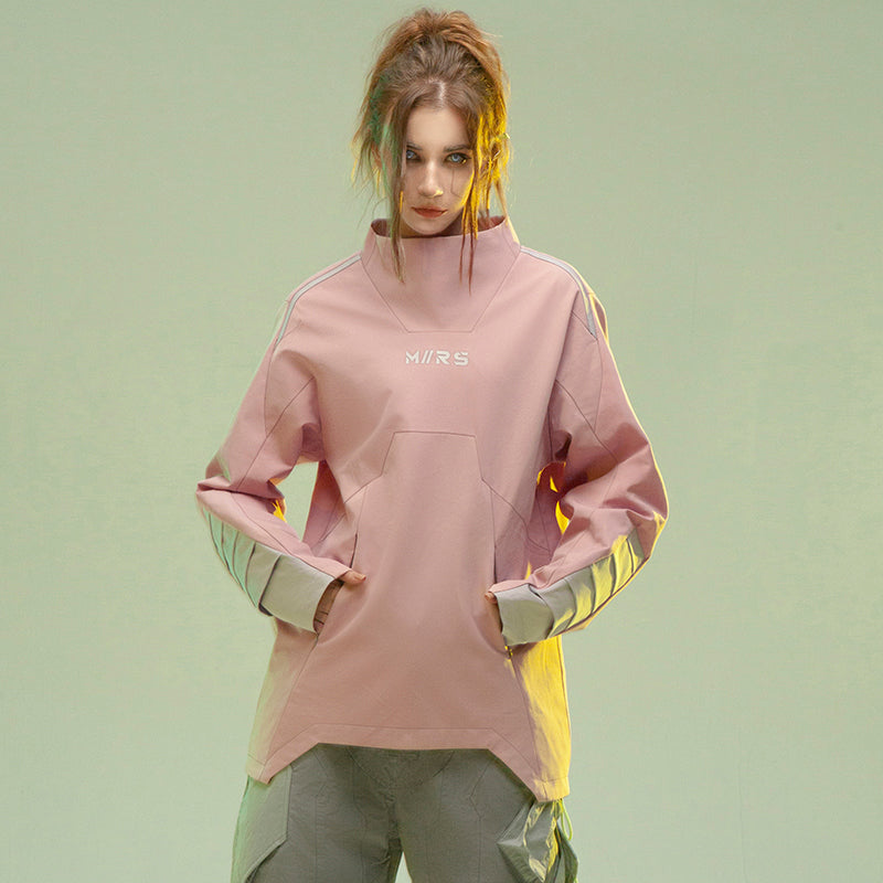 Embedded Structure Vertical Cutting Pullover Coat