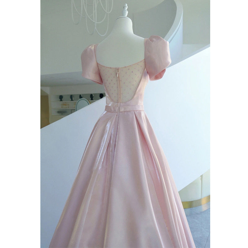 French Satin Temperament Engagement Dress