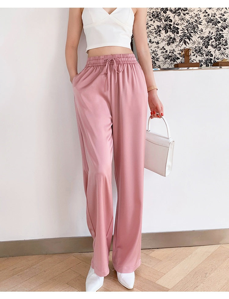 Acetate Wide-leg Pants Ice Silk Small High-grade Printing