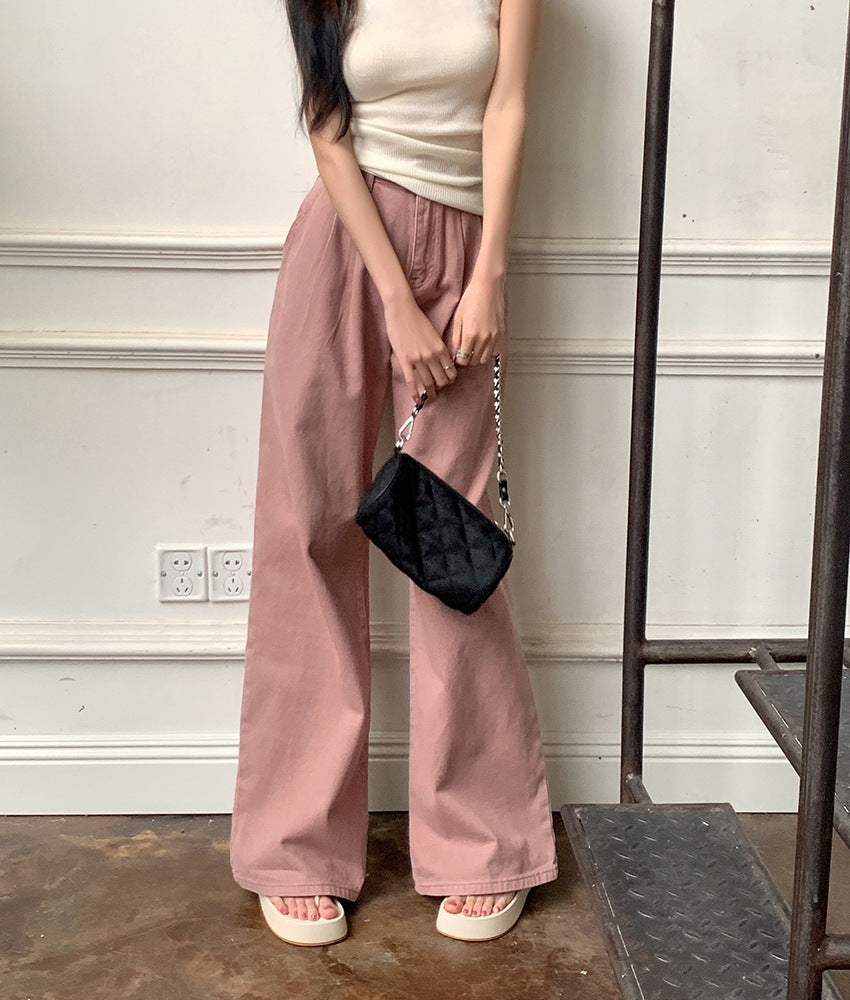 High Waist Slimming Loose Pleated Straight Wide Leg Pants