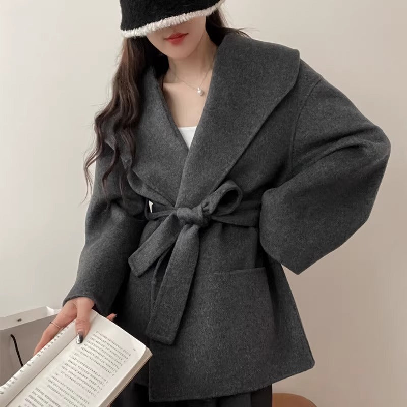 Autumn And Winter Double-faced Woolen Goods Cashmere Coat Small-sized Woolen Coat