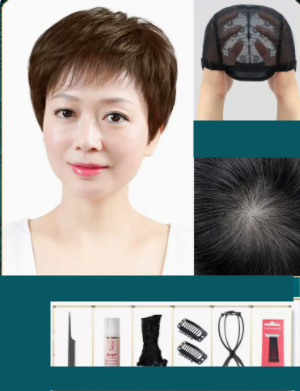 Full Head Wig Female Short Real Human Hair