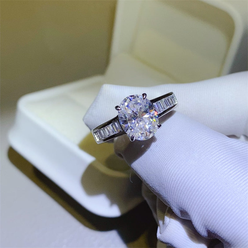 Bague en argent sterling 925 moissanite 3 carats