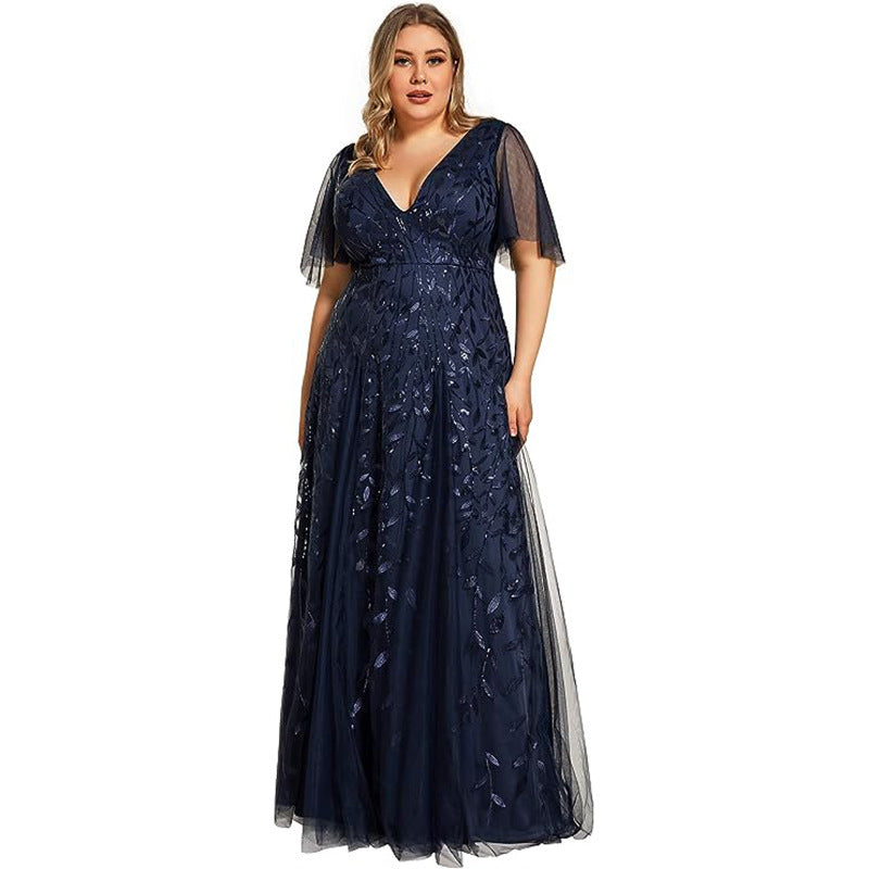 Robe queue de poisson en filet à paillettes pour demoiselle d'honneur, grande taille, pour femmes