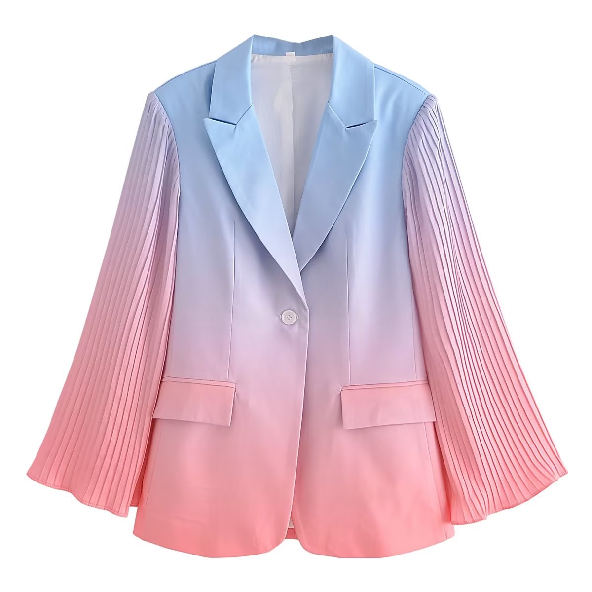 Autumn Collared Long Sleeve One Button Gradient Color Blazer Women