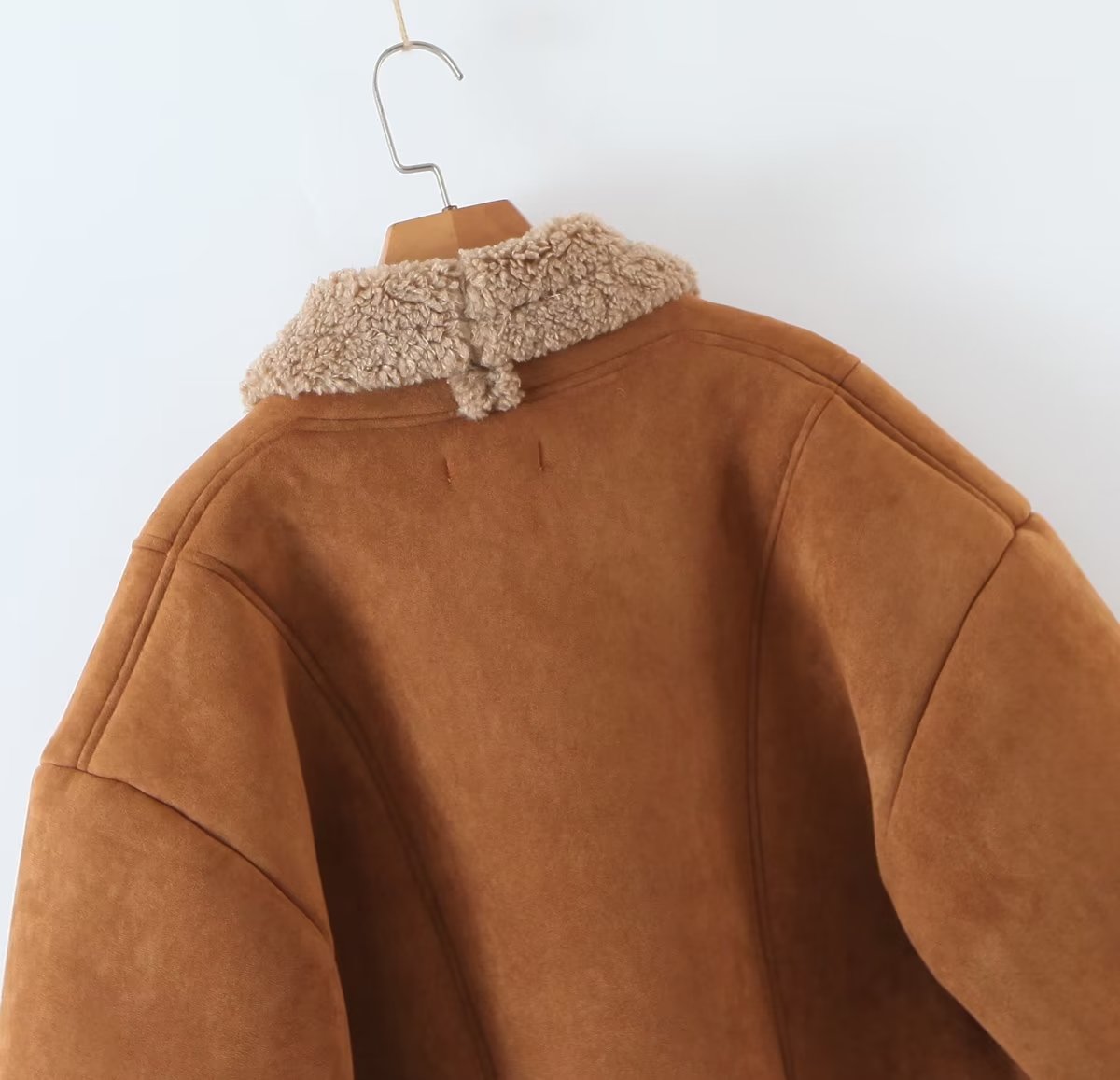 Summer Women Vintage Suede Lambswool Coat