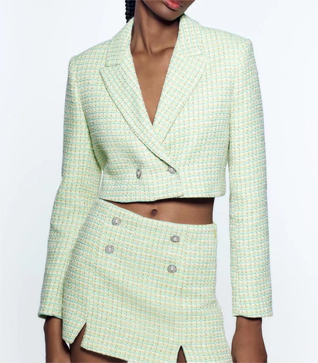 Blazer décontracté à manches longues pour femmes, vêtements d'été professionnels, Texture