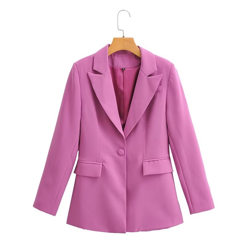 Colores Mujer Ropa Primavera Otoño Blazer de dos botones