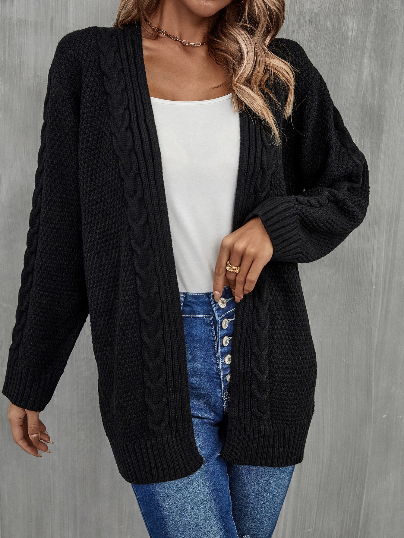 Automne hiver grande taille femmes Cardigan irrégulière asymétrique pull évider tricoté pull manteau