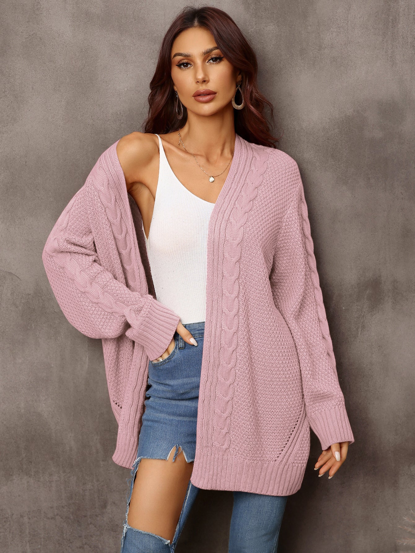 Automne hiver grande taille femmes Cardigan irrégulière asymétrique pull évider tricoté pull manteau