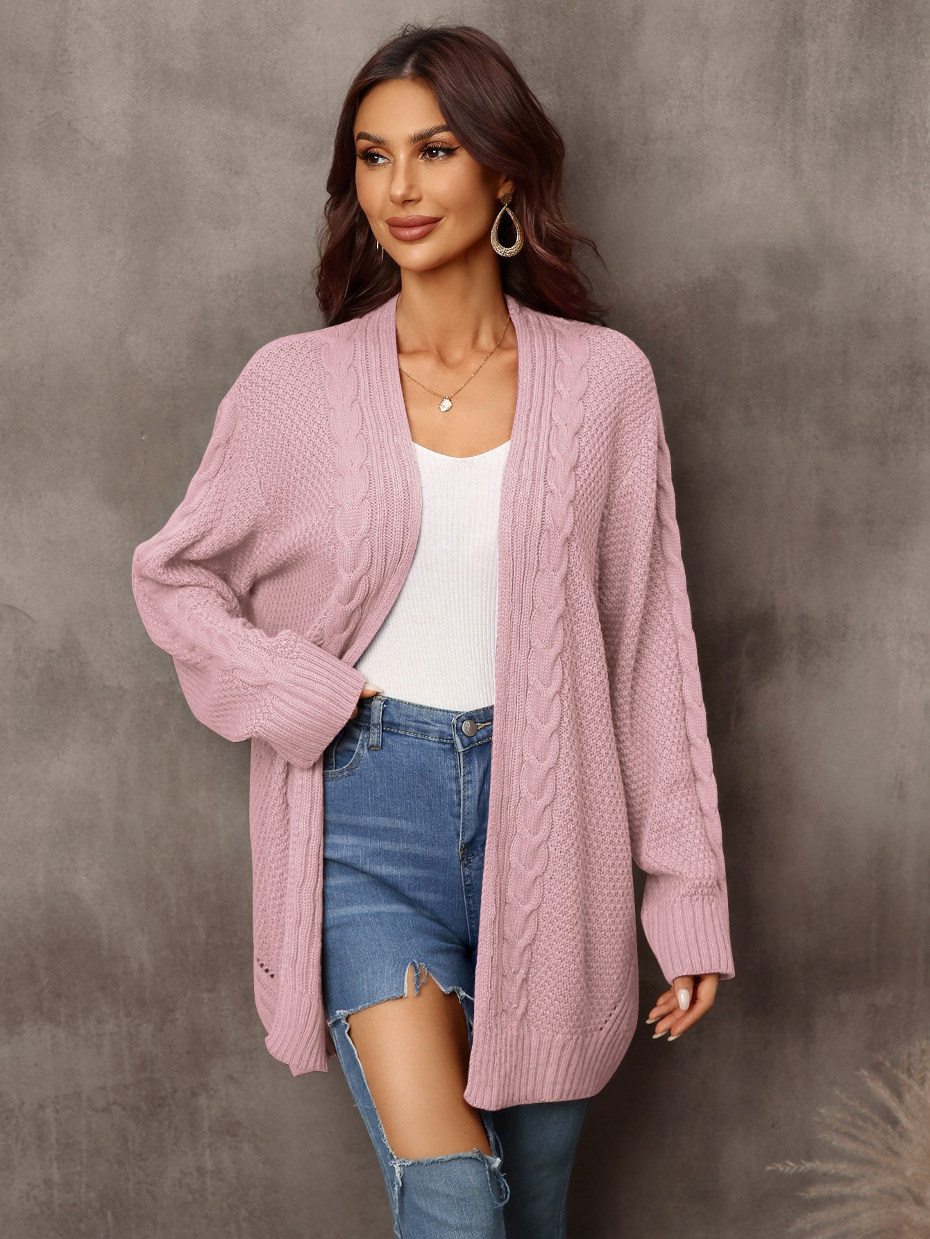 Automne hiver grande taille femmes Cardigan irrégulière asymétrique pull évider tricoté pull manteau