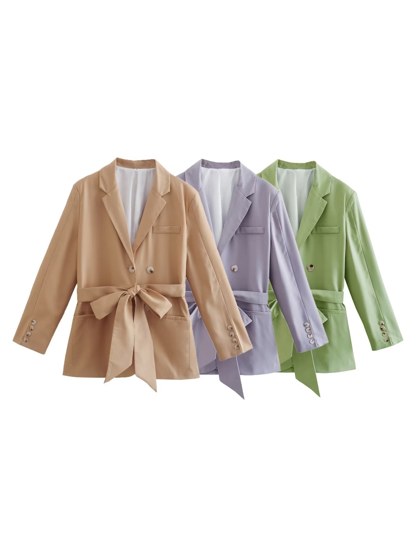 Women Three Color Belt Blazer