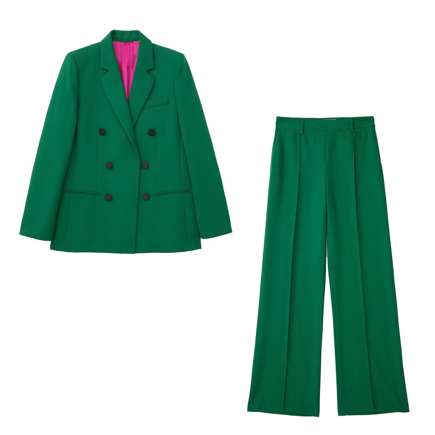 Conjunto de pantalón y blazer cruzado de color liso para mujer, para otoño e invierno