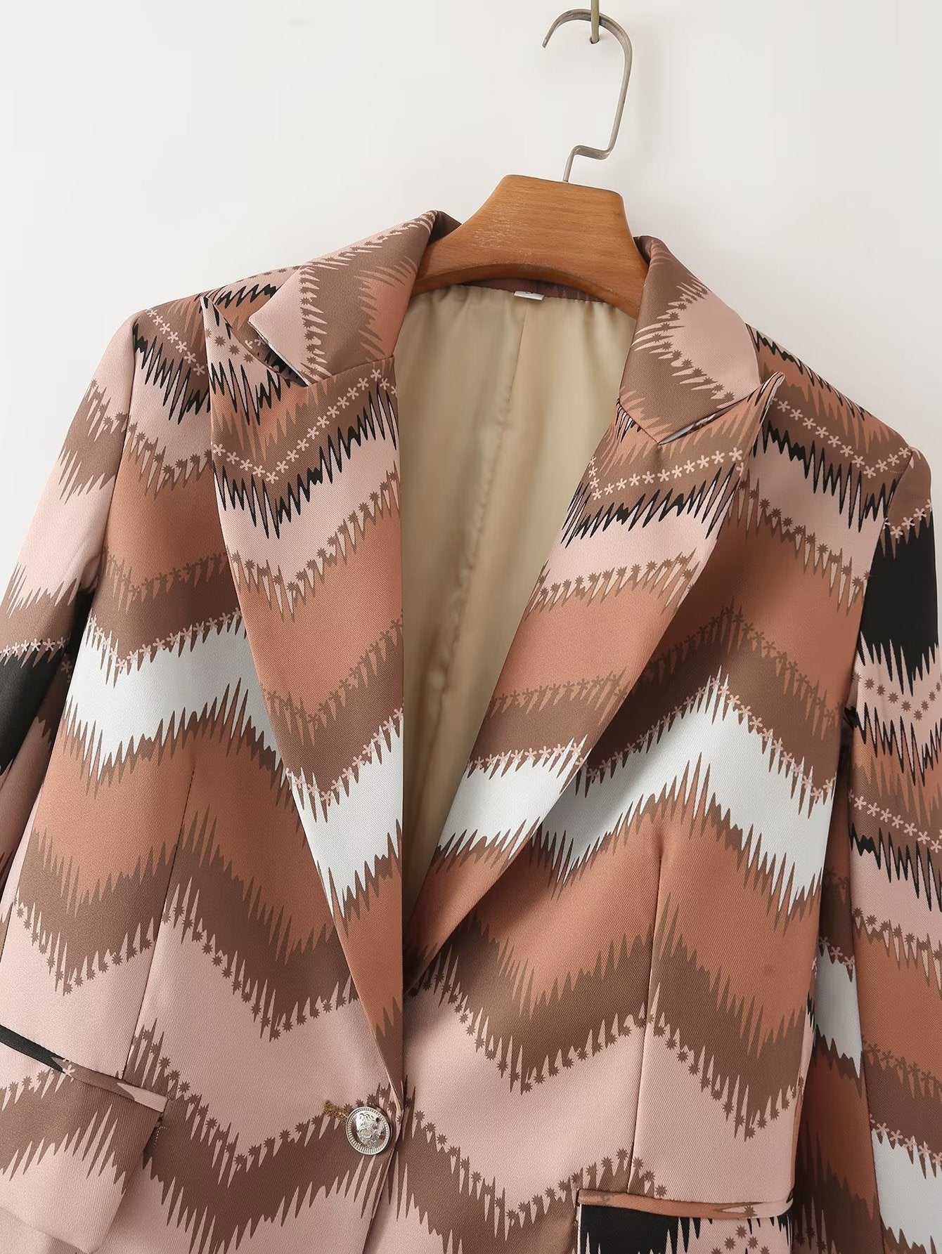 Blazer con estampado de texturas para mujer de otoño