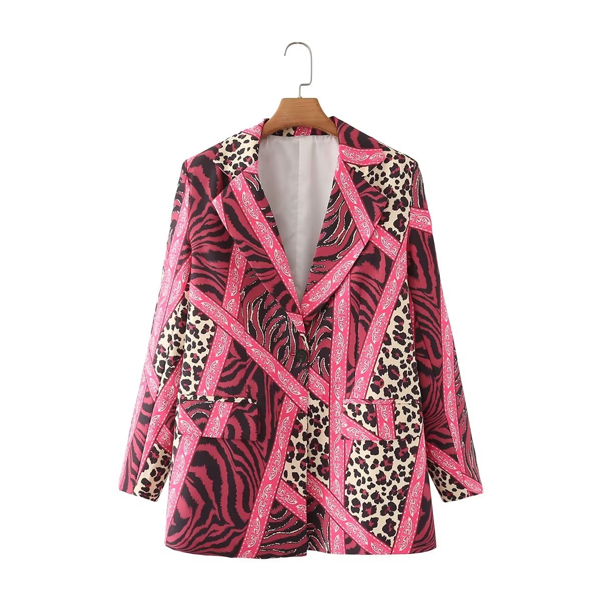 Blazer con estampado de leopardo para mujer, ropa de calle con personalidad y manga larga de otoño