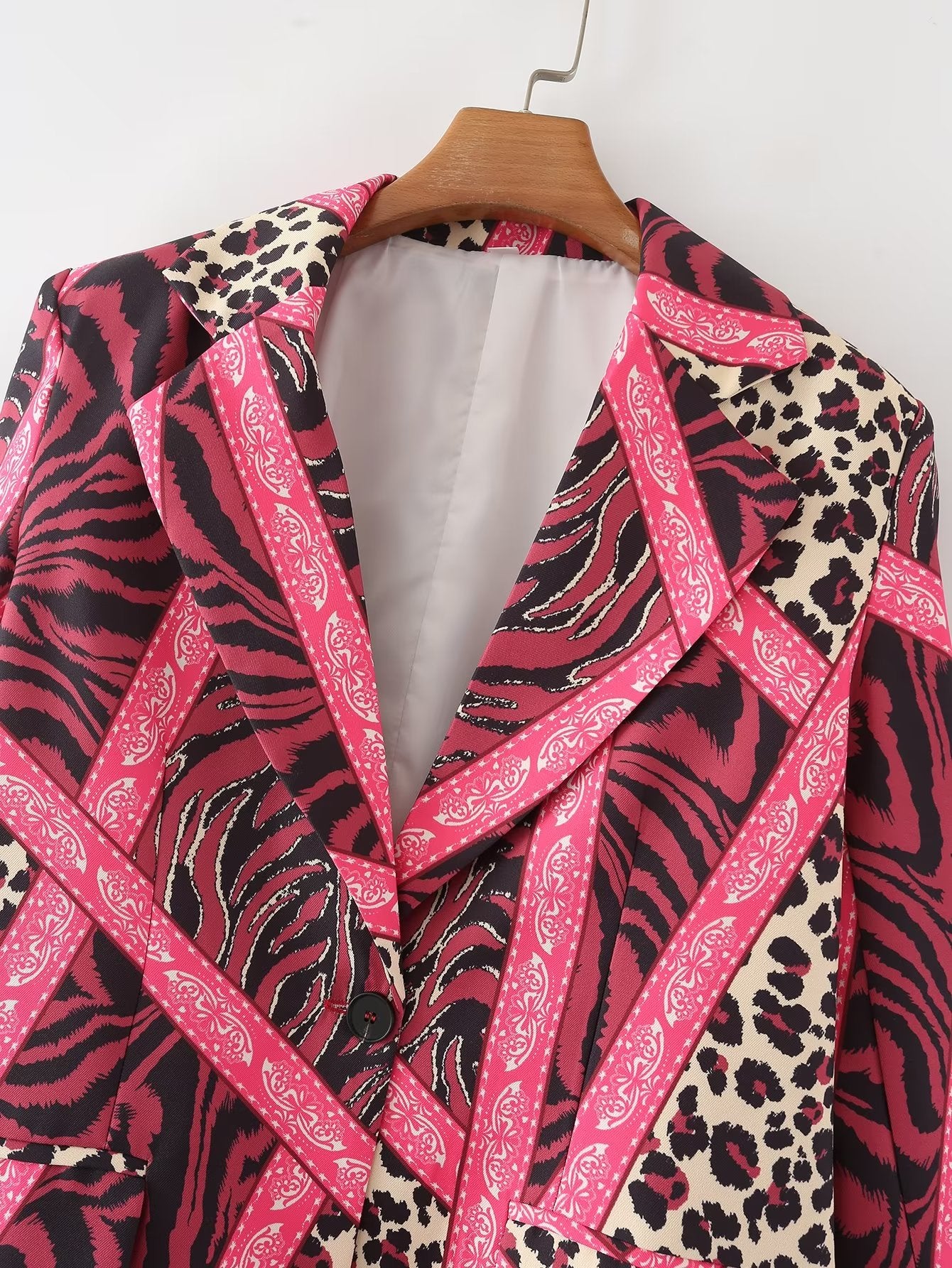 Blazer con estampado de leopardo para mujer, ropa de calle con personalidad y manga larga de otoño