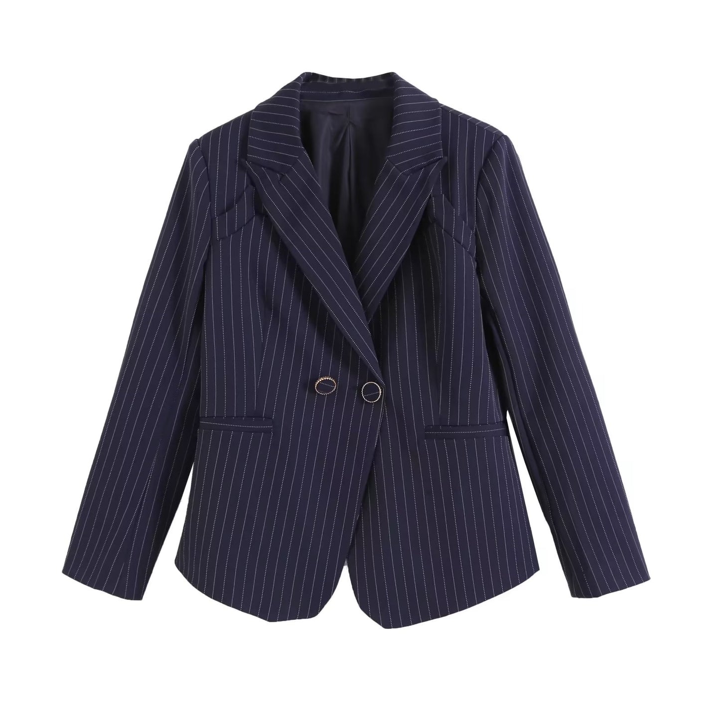 Vêtements pour femmes Printemps Automne Col Deux Boutons Blazer Rayé Femmes