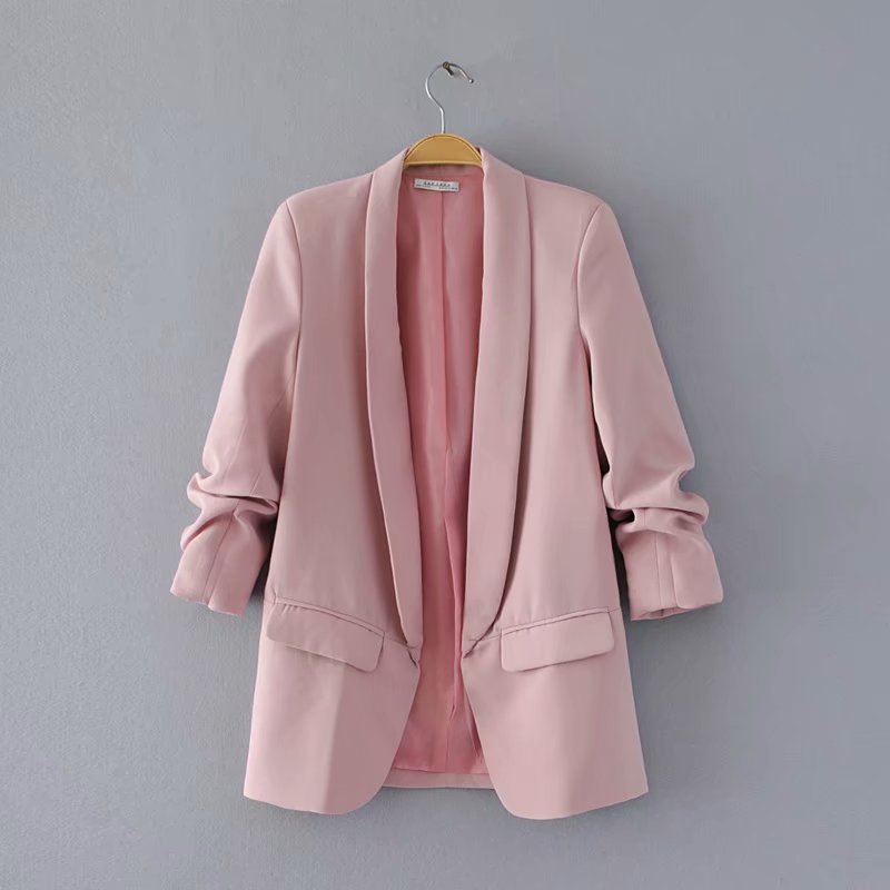 Draping Pleated Blazer Spring Autumn Women Jacket Elegant Slightly Mature