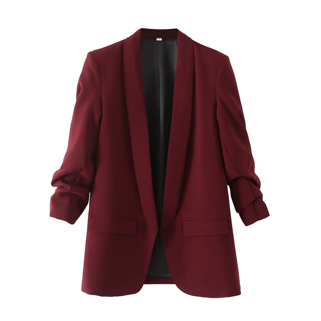 Draping Pleated Blazer Spring Autumn Women Jacket Elegant Slightly Mature