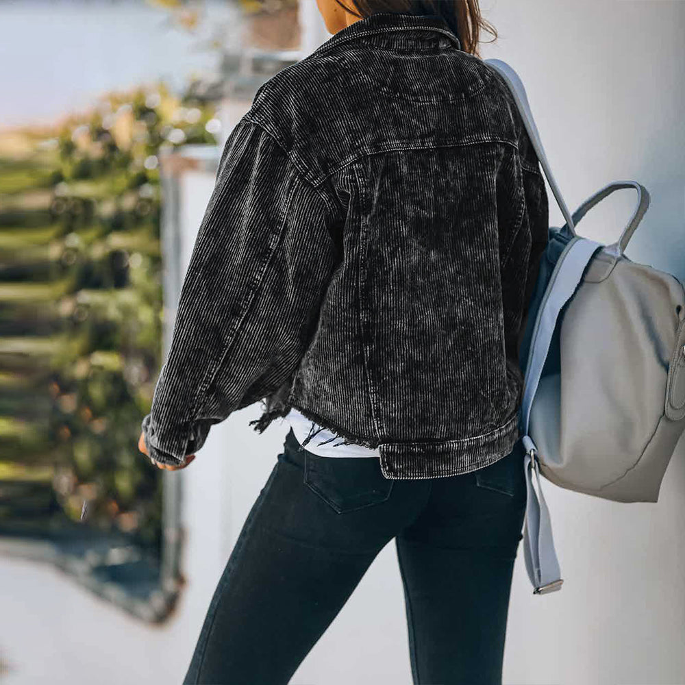 Chaqueta de otoño invierno abrigo de pana con borlas abrigo de mujer