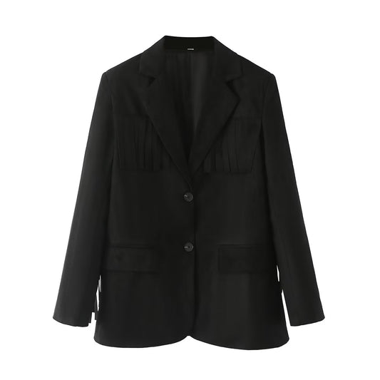 Blazer d'automne pour femme noir Street Loose