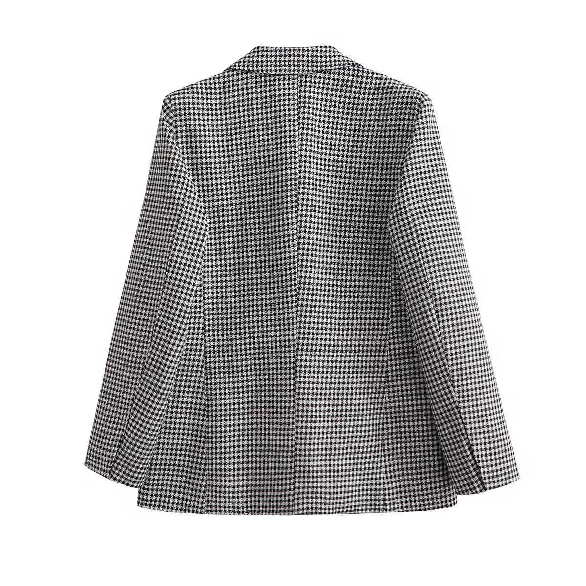 Blazer croisé large à carreaux de niche pour automne et hiver