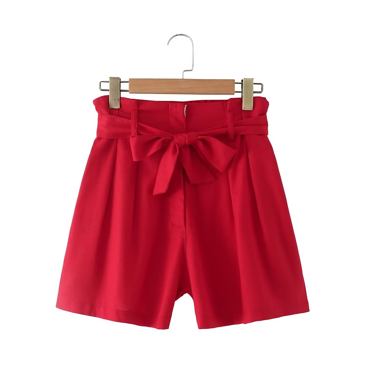 Spring Red Non Buckle Cotton Linen Women Blazer Suit Shorts Suit