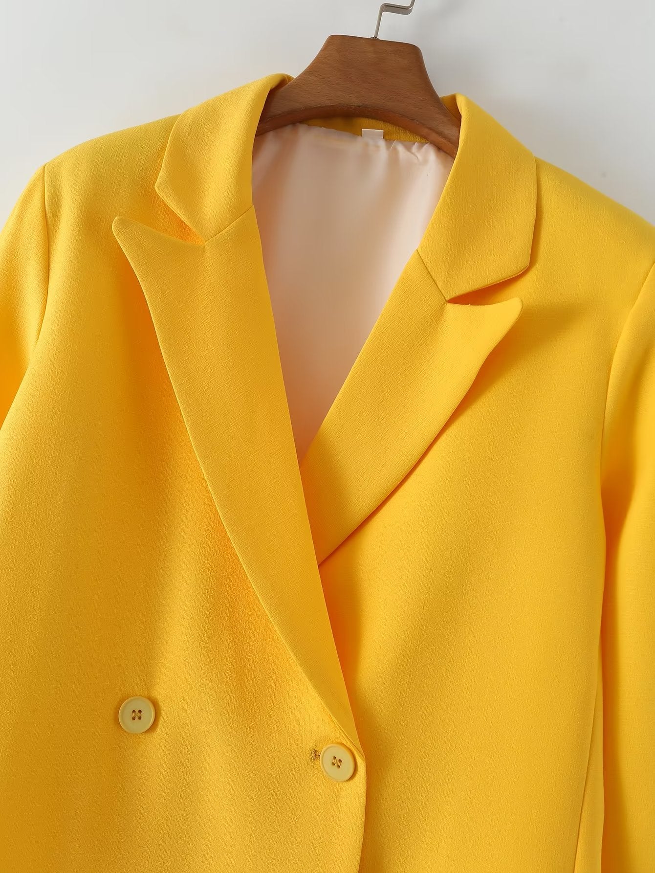 Spring Women's Clothing All Match Solid Color Double Breasted Straight Blazer