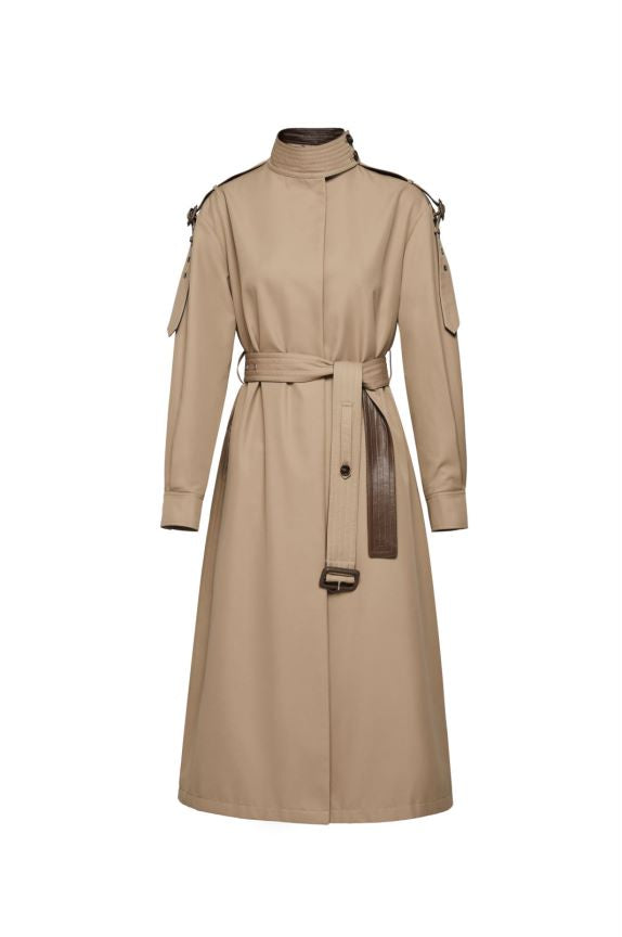 Element Automne Gracekelly Cuir Patchwork Deux Couleurs Simple Gracieux Élégant Trench Allongé