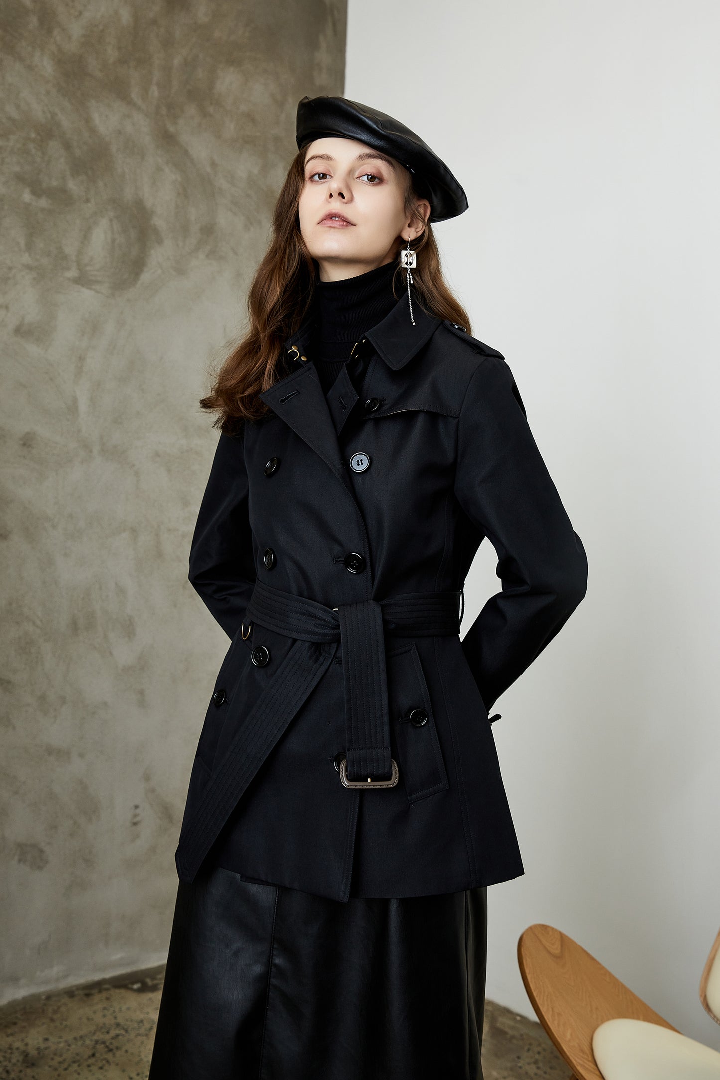 Element Trench Coat Women Long Commuting Elegant All Matching British Spring Autumn Coat Women