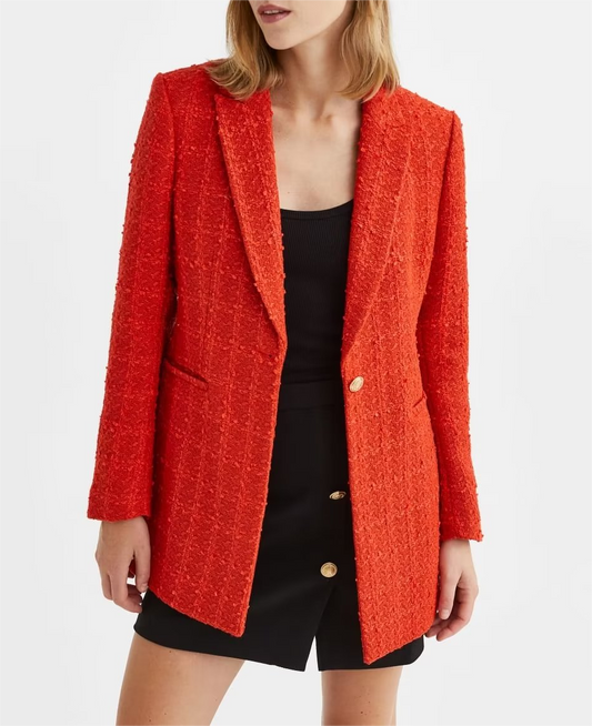 Blazer décontracté à simple boutonnage, couleur unie, début d'automne