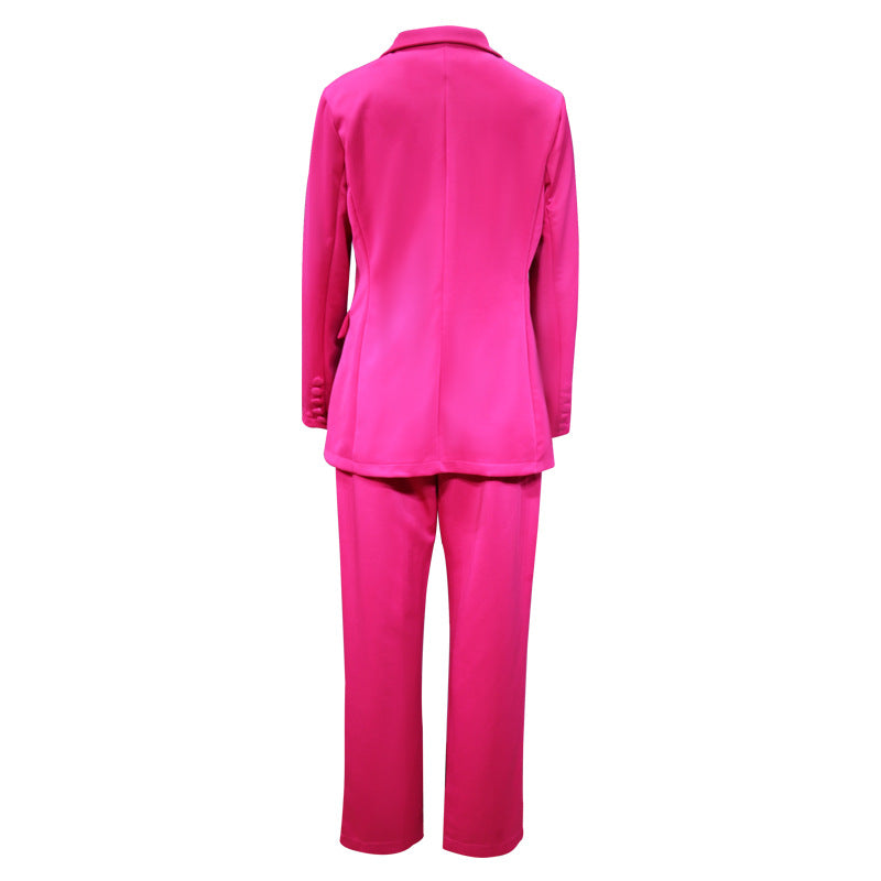 Autumn Winter Suit Women Business Wear Jacket Solid Color Casual Pants Two-Piece Suit