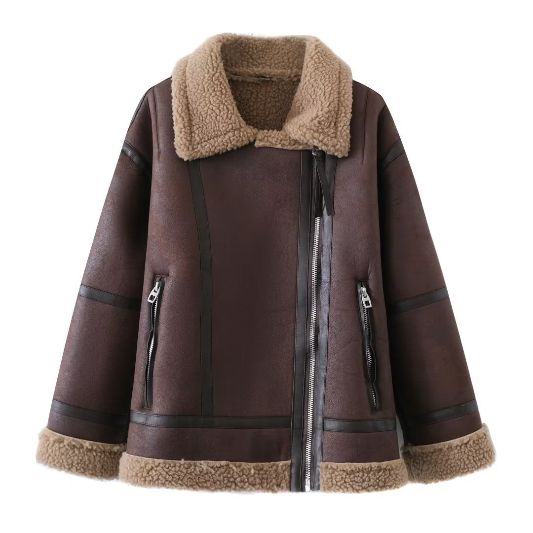 Women Clothing Faux Shearling Jacket Double Sided Jacket Jacket