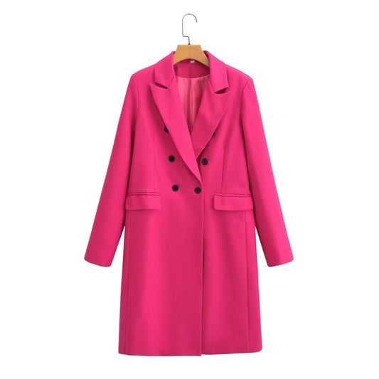 Femmes vêtements automne hiver Double boutonnage couleur unie col à manches longues pardessus manteau