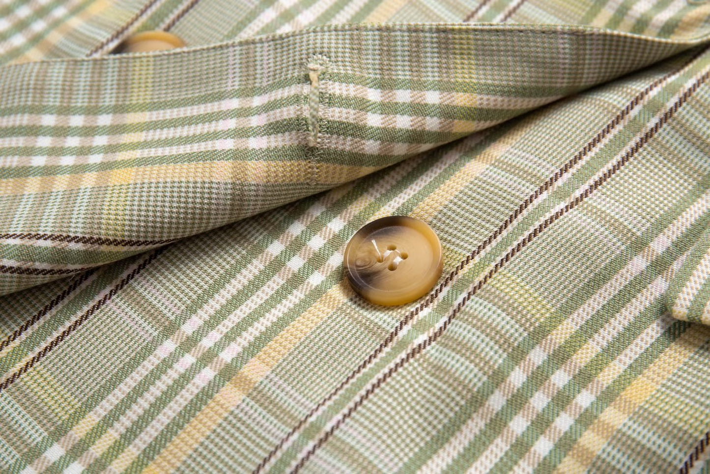 Manteau de bureau à double boutonnage à carreaux élégant et à la mode en laine peignée verte d'automne