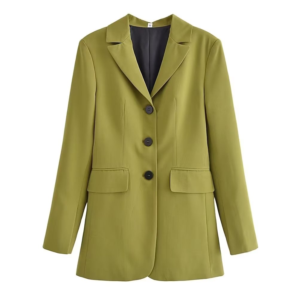 Woman Urban Office Autumn Slim Coat Solid Color Single Breasted Elegant Women Clothing