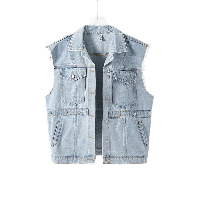 Women Clothing Denim Sleeveless Vest Jacket