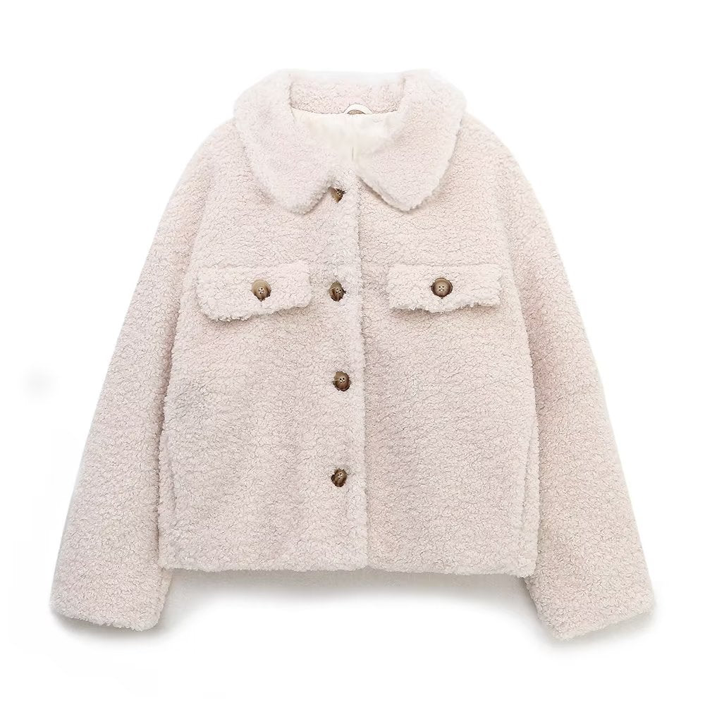 Winter Women Street Urban Casual Fleece Shirt Coat