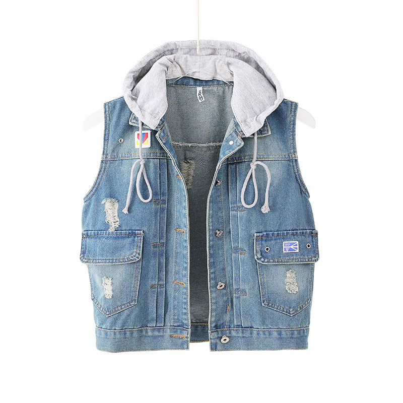 Women Clothing Denim Sleeveless Vest Jacket