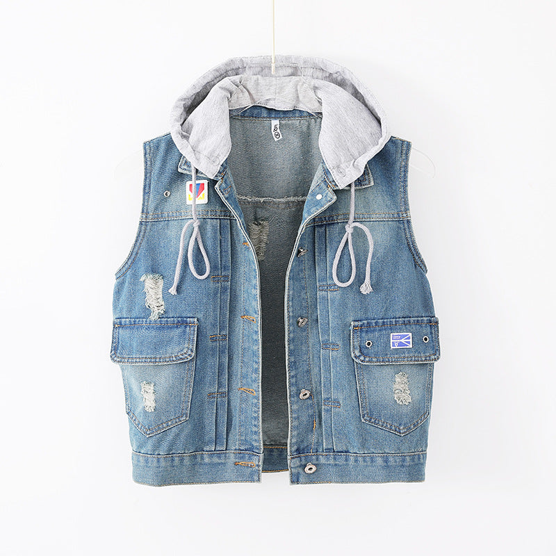 Women Clothing Denim Sleeveless Vest Jacket