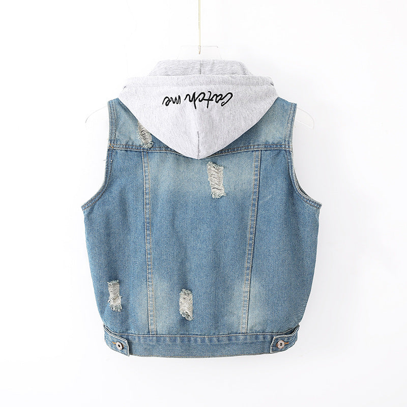 Women Clothing Denim Sleeveless Vest Jacket