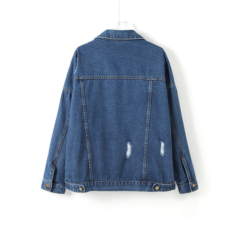 Women Clothing Loose Hole Denim Coat