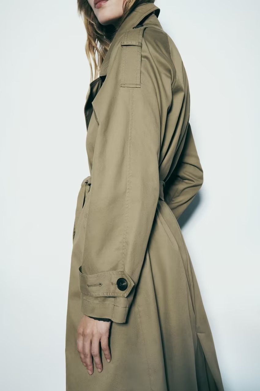 Vêtements français pour femmes, Trench-Coat croisé à col ceinture