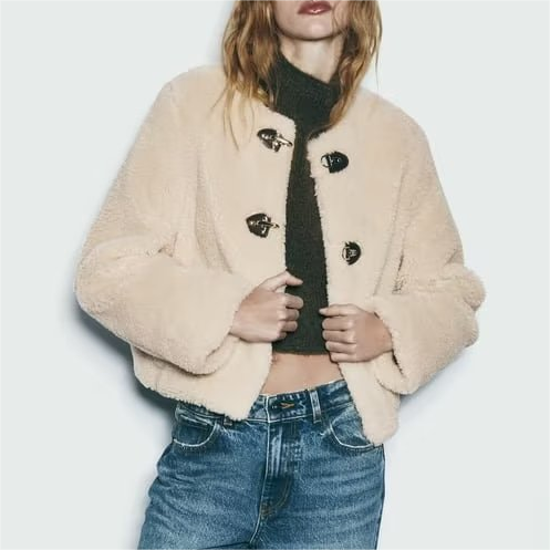 Chaqueta de lana con adorno de primavera para mujer, ropa de otoño e invierno