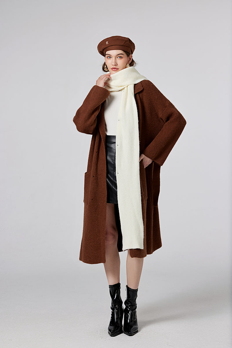 Fake Two Pieces Spliced Long Coat Loose Long Sweater Cardigan Coat