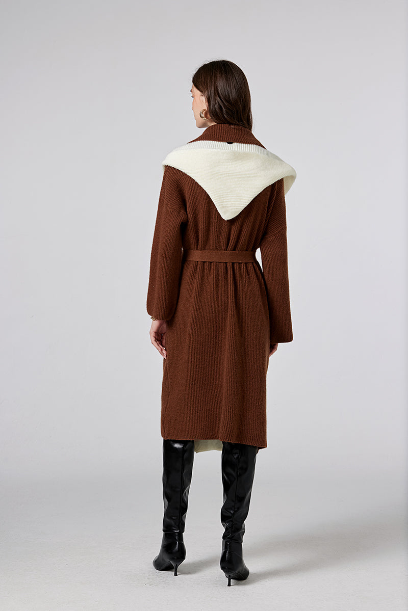 Fake Two Pieces Spliced Long Coat Loose Long Sweater Cardigan Coat